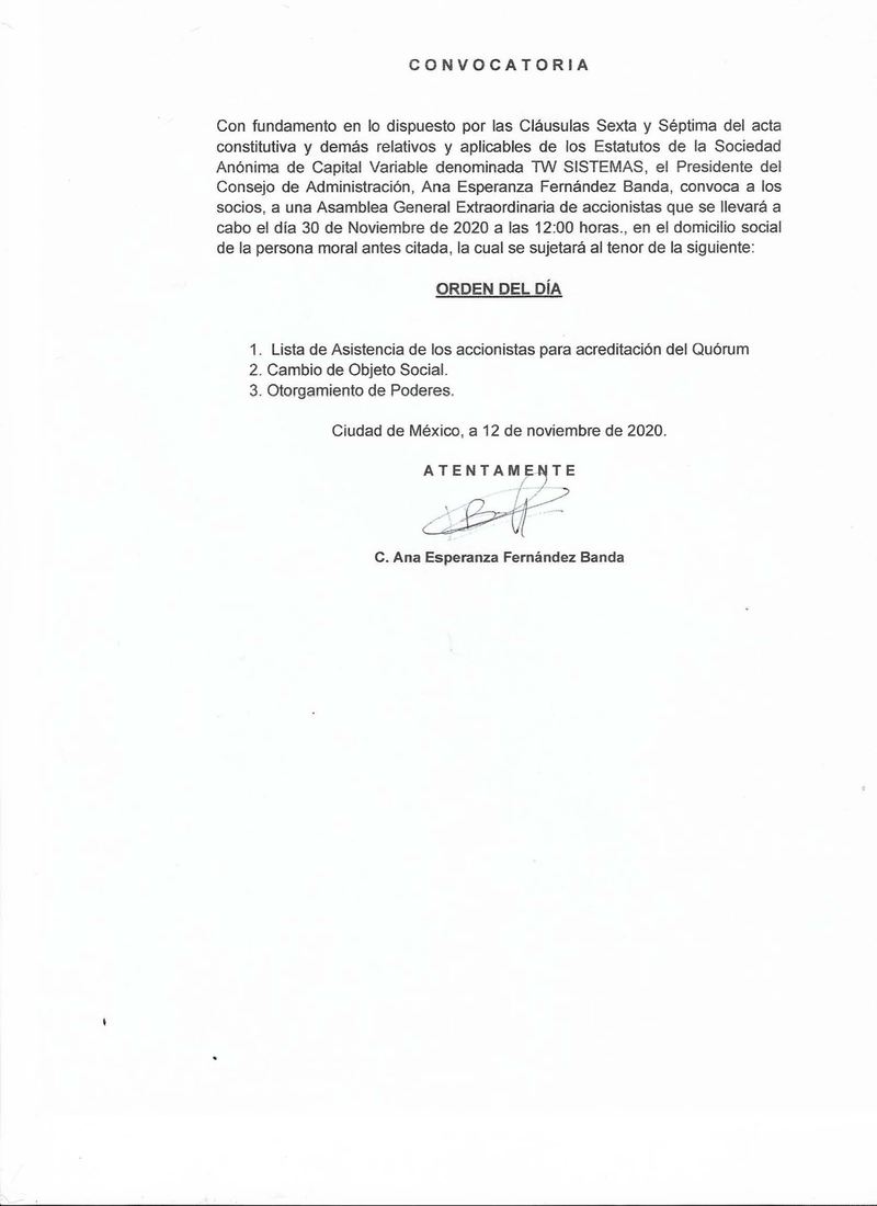 Ejemplo Convocatoria para Asamblea General Mexico